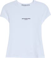 Alexander Wang Logo Print Fitted Stretch Cotton T-Shirt