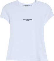 Alexander Wang Logo Print Fitted Stretch Cotton T-Shirt
