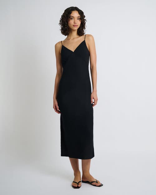 Onia Linen-blend Jersey Maxi Slip Dress In Black