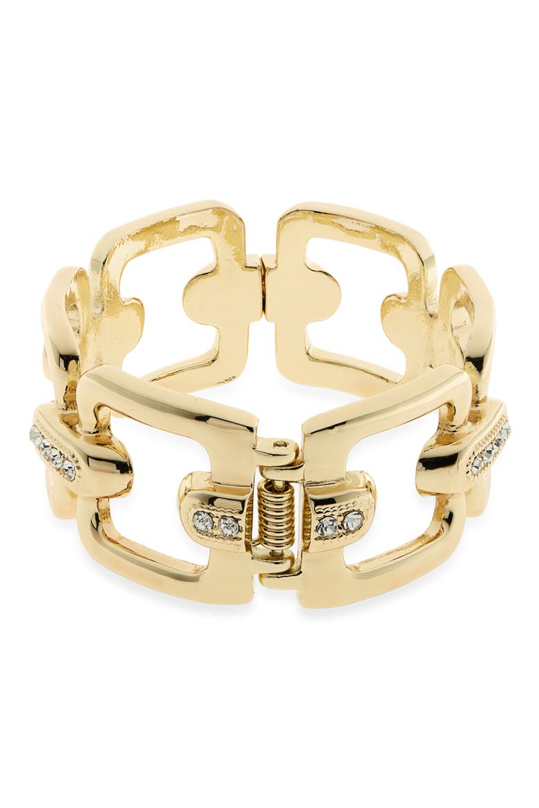 Cubic Zirconia Cuff Bracelet, Main, color, CLEAR- GOLD