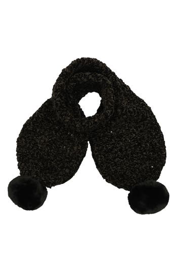 Kurt Geiger London Chunky Chenille Pompom Scarf In Black