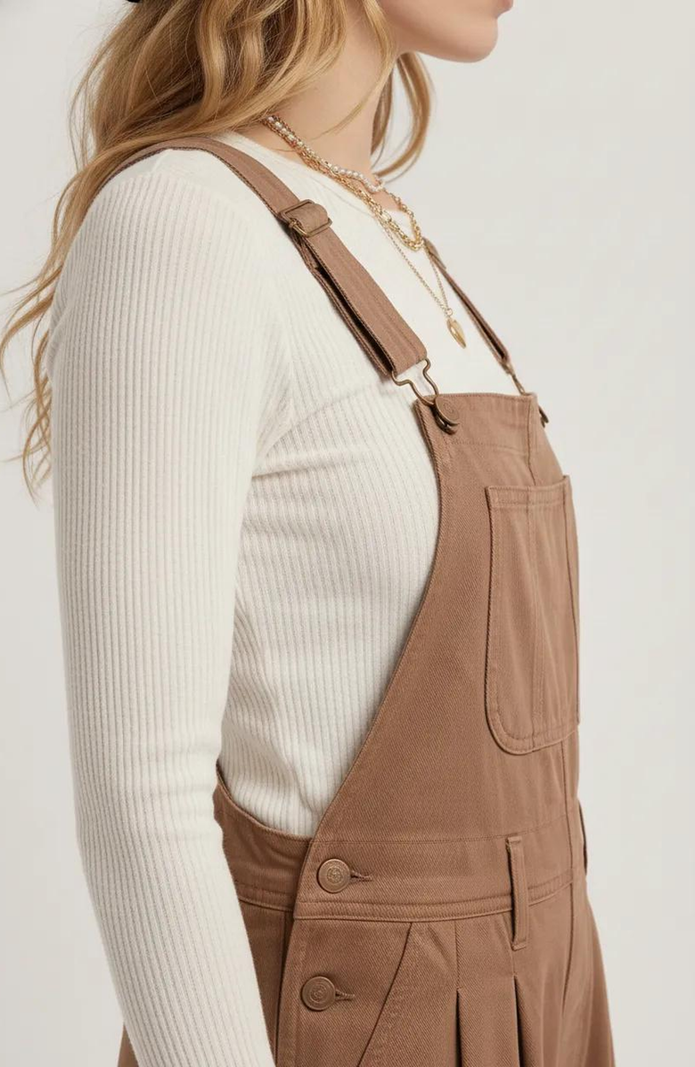 Modenaire Wide-Leg Adjustable-Strap Front Bib Pocket Overalls, Alternate, color, 