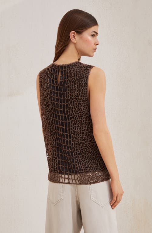 Brunello Cucinelli Precious Croc Embroidery Top In Brown