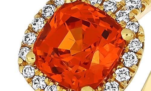 Bony Levy Pavé Diamond Halo Mandarin Garnet Cushion Ring In 18k Yellow Gold