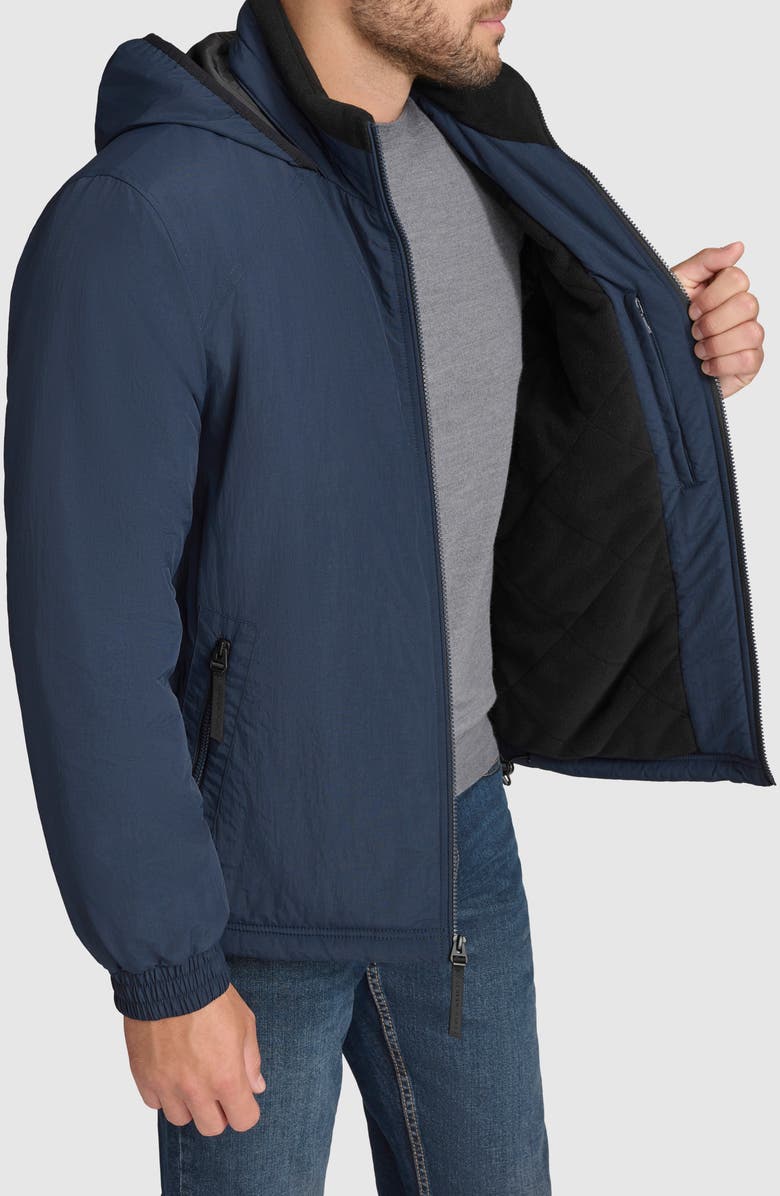 Andrew Marc Gatton Hooded Nylon Jacket, Alternate, color, Ink