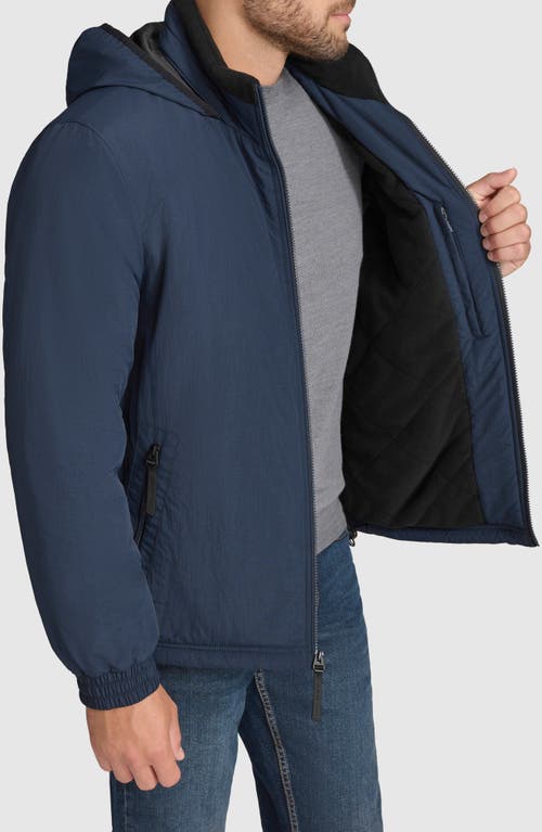 Andrew Marc Gatton Hooded Nylon Jacket In Blue