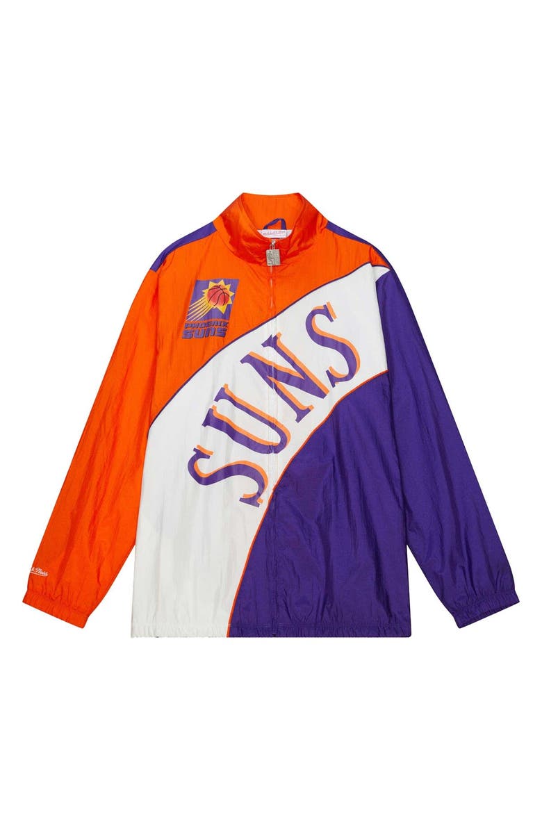 Mitchell & Ness Men's Mitchell & Ness White/Orange Phoenix Suns Hardwood Classics Arched Retro Lined Full-Zip Windbreaker Jacket, Alternate, color,