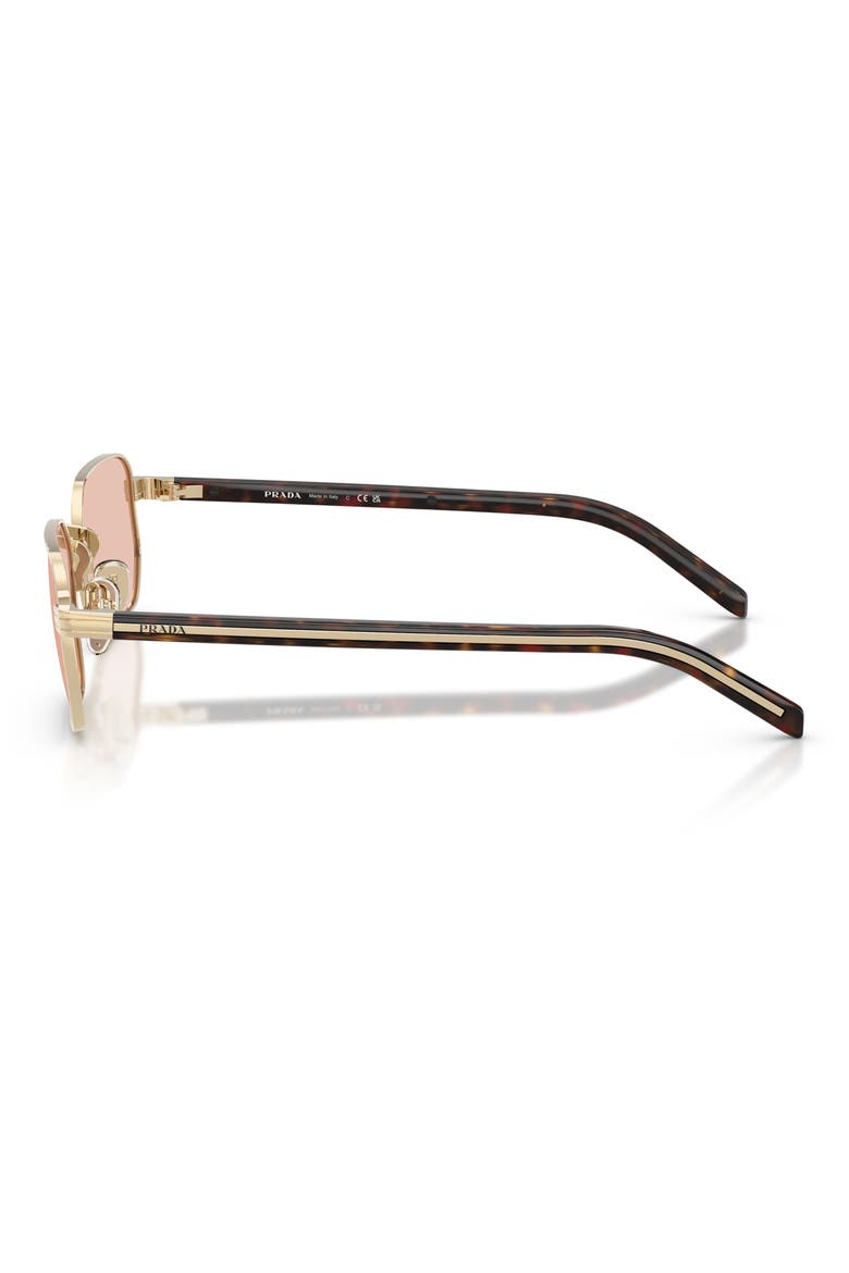 PR D62S 56mm Rectangle Sunglasses, Alternate, color, PALE GOLD / PINK