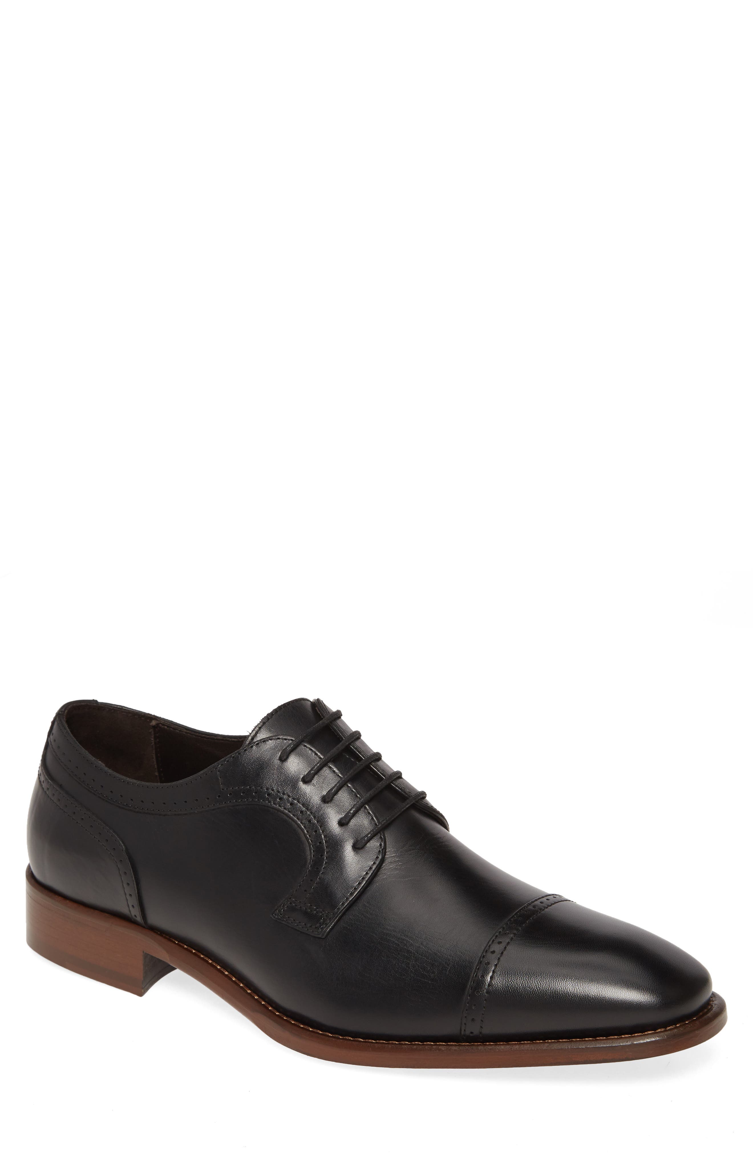 Johnston & Murphy Cormac Cap Toe Derby, Main, color, BLACK LEATHER