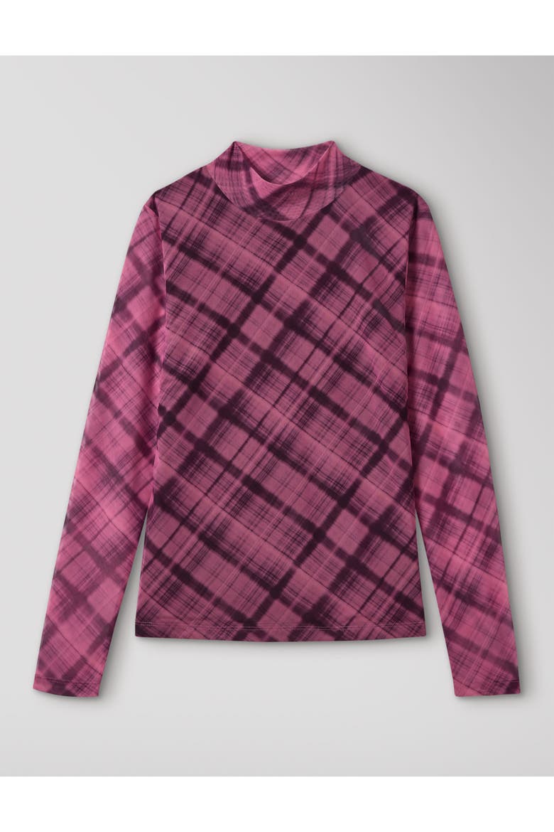 Check Print Mesh Top, Alternate, color, Pink/Multi