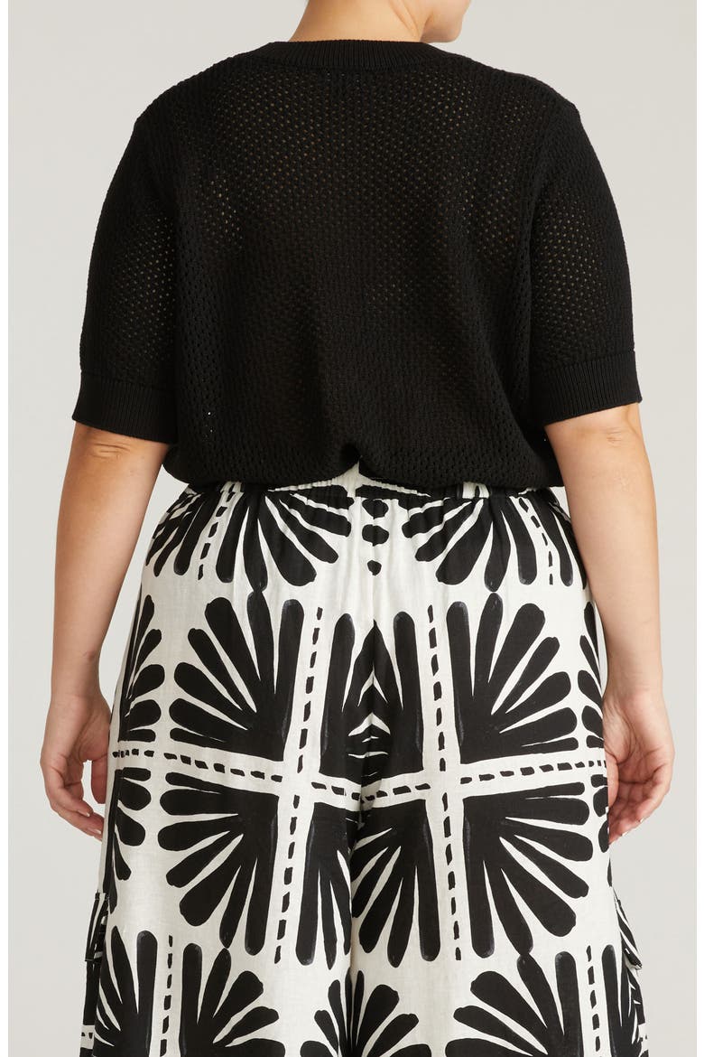Rosie Cotton Pointelle Sweater, Alternate, color, BLACK