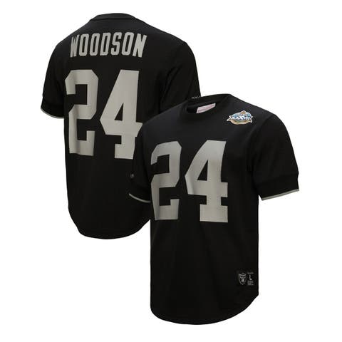 Men's Mitchell & Ness Charles Woodson Black Oakland Raiders Retired Player Name & Number Mesh Top