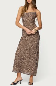 EDIKTED Ayanah Leopard Print Maxi Dress