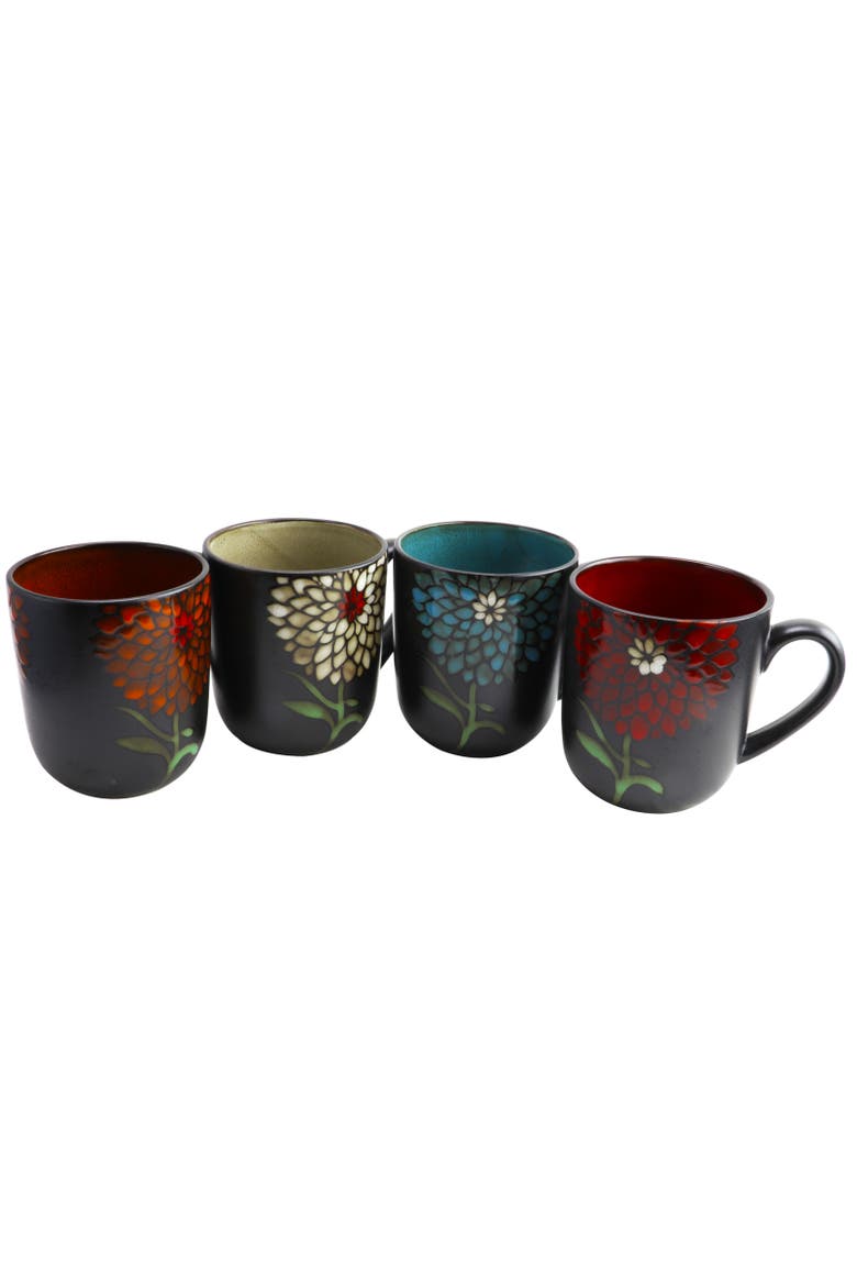 Gardenia Cafe 16 oz. Assorted Mug Set, Set of 4, Main, color, Black and Multi