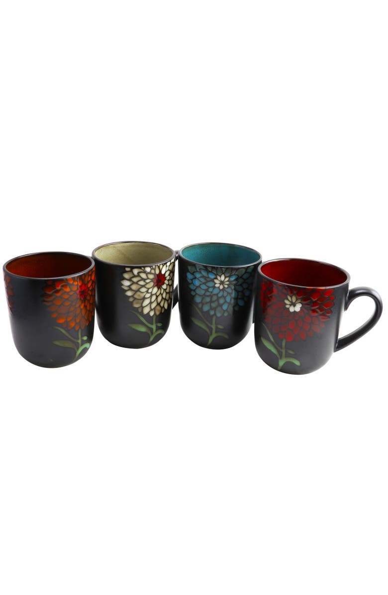 Gibson Home Gardenia Cafe 16 oz. Assorted Mug Set, Set of 4, Main, color,
