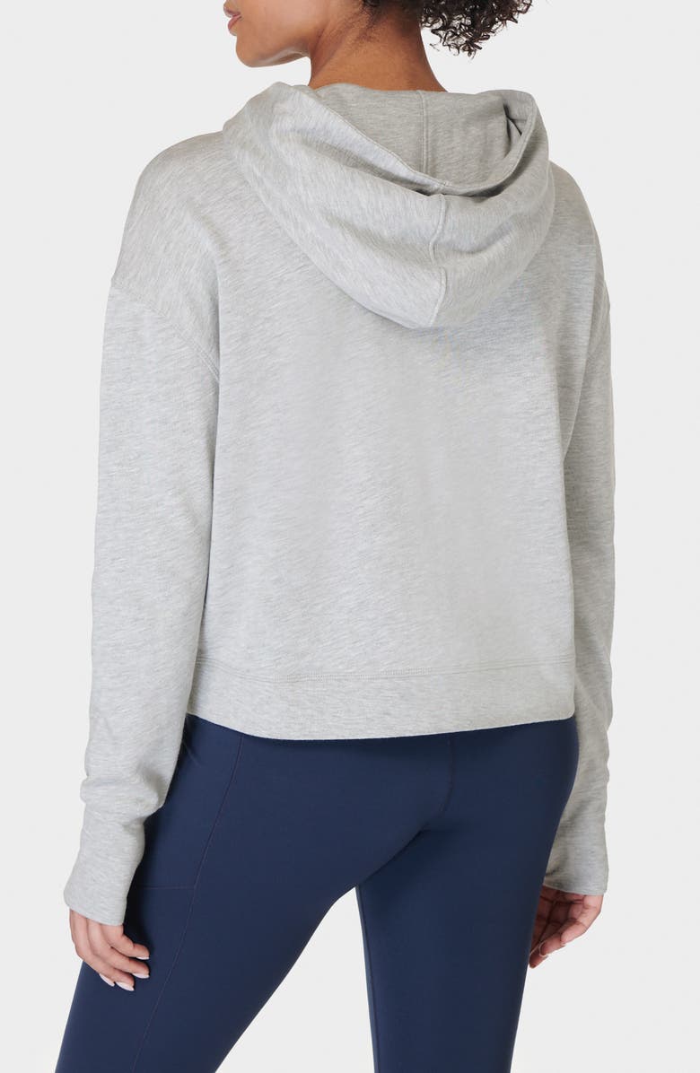 Sweaty Betty After Class Crop Hoodie, Alternate, color, Light Grey Marl