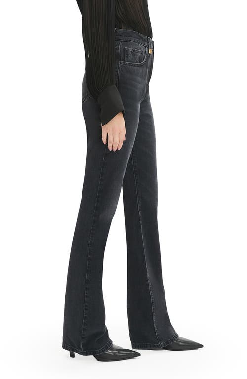 Favorite Daughter The Valentina Super High Waist Mini Bootcut Jeans In Black