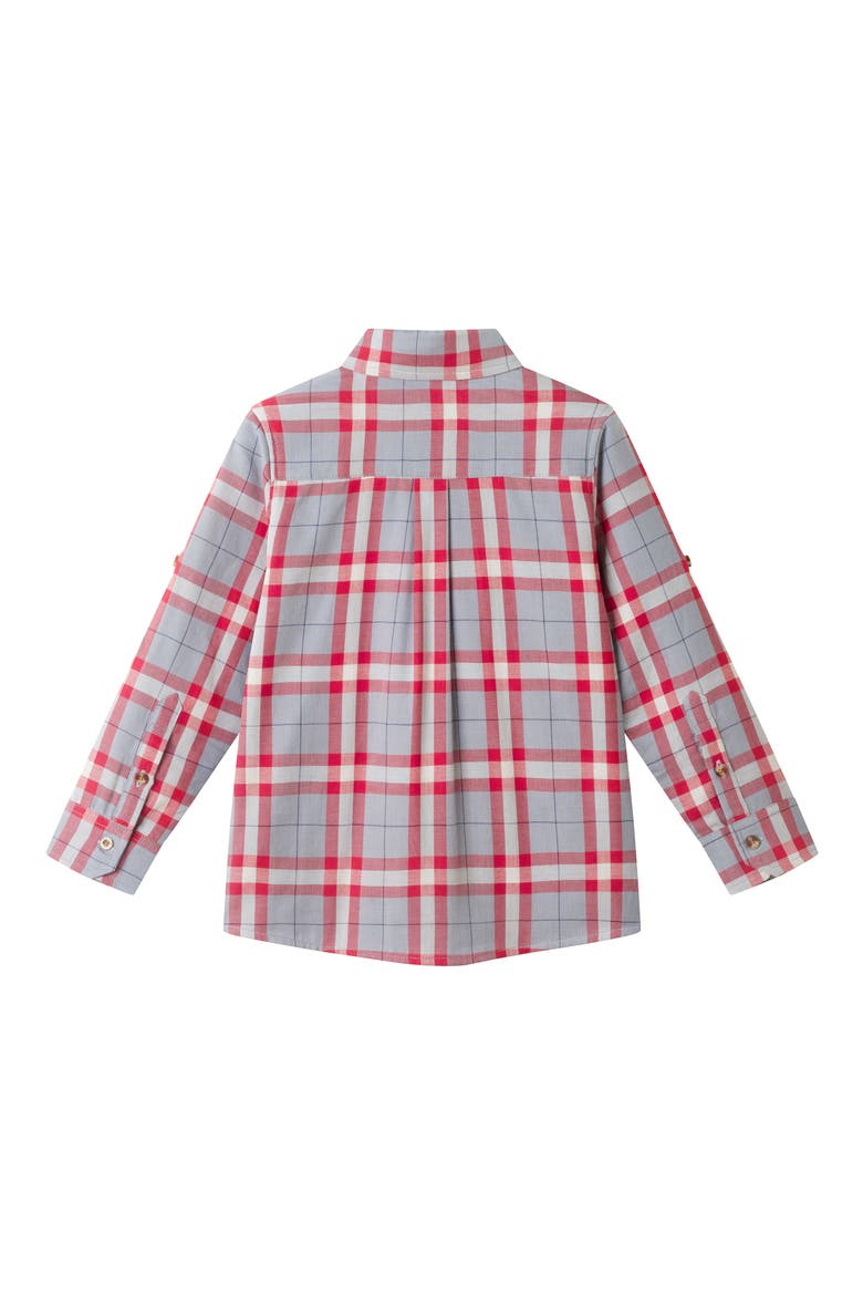 Kids' Plaid Cotton Button-Up Shirt, Alternate, color, RED/GREY