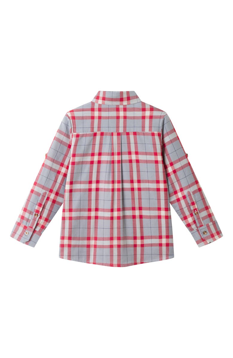 Andy & Evan Kids' Plaid Cotton Button-Up Shirt, Alternate, color, Red/Grey