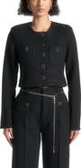 Manière De Voir Celine Cropped Tweed Jacket with Pearls