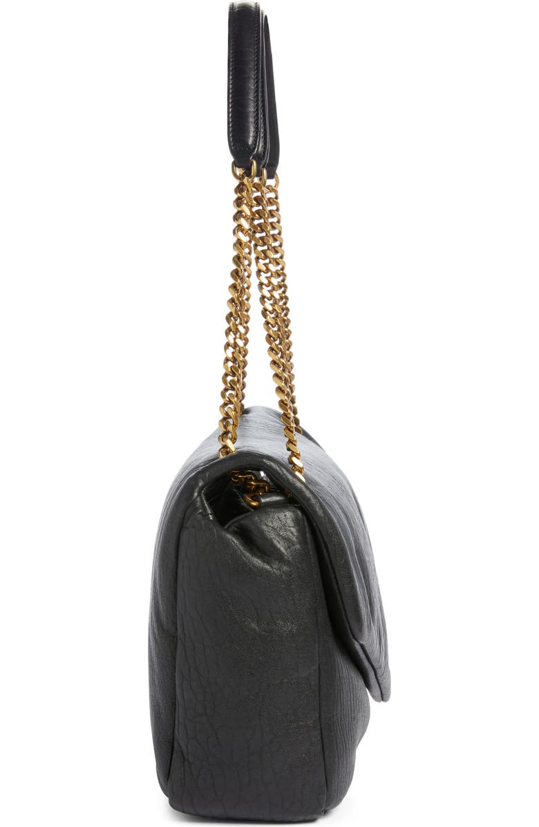 Saint Laurent Large Calypso Leather Shoulder Bag, Alternate, color, Noir