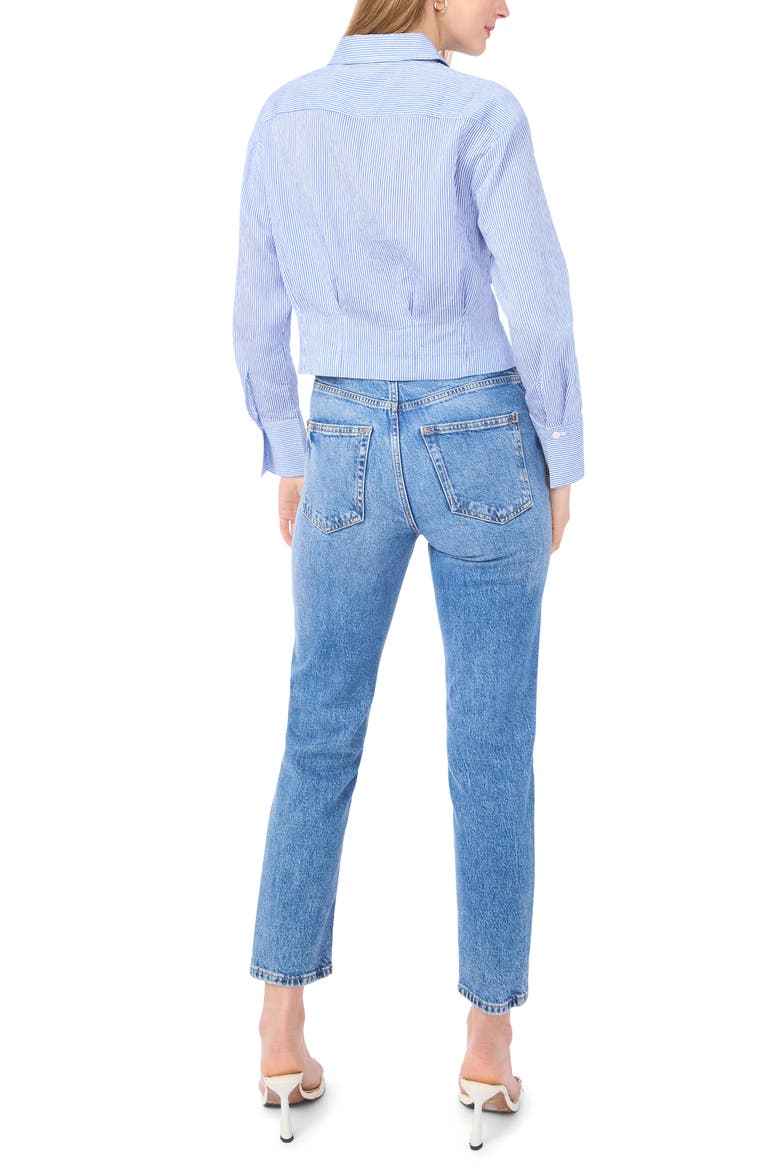 Pleat Waist Button-Up Shirt, Alternate, color, CLASSIC BLUE