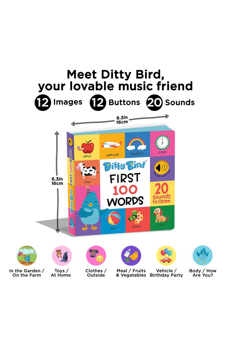 Ditty Bird Kids' First 100 Words Interactive Sound Book, Alternate, color, Blue Multi