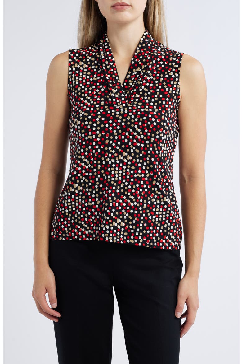 Polka Dot Triple Pleat Sleeveless Top, Main, color, ANNE BLACK MULTI