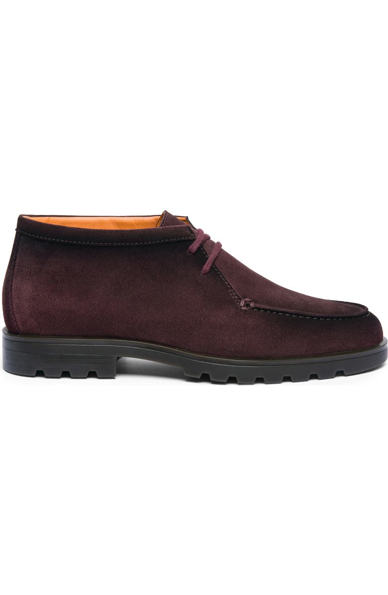 Santoni Suede Chukka Boot, Alternate, color, Dark Red