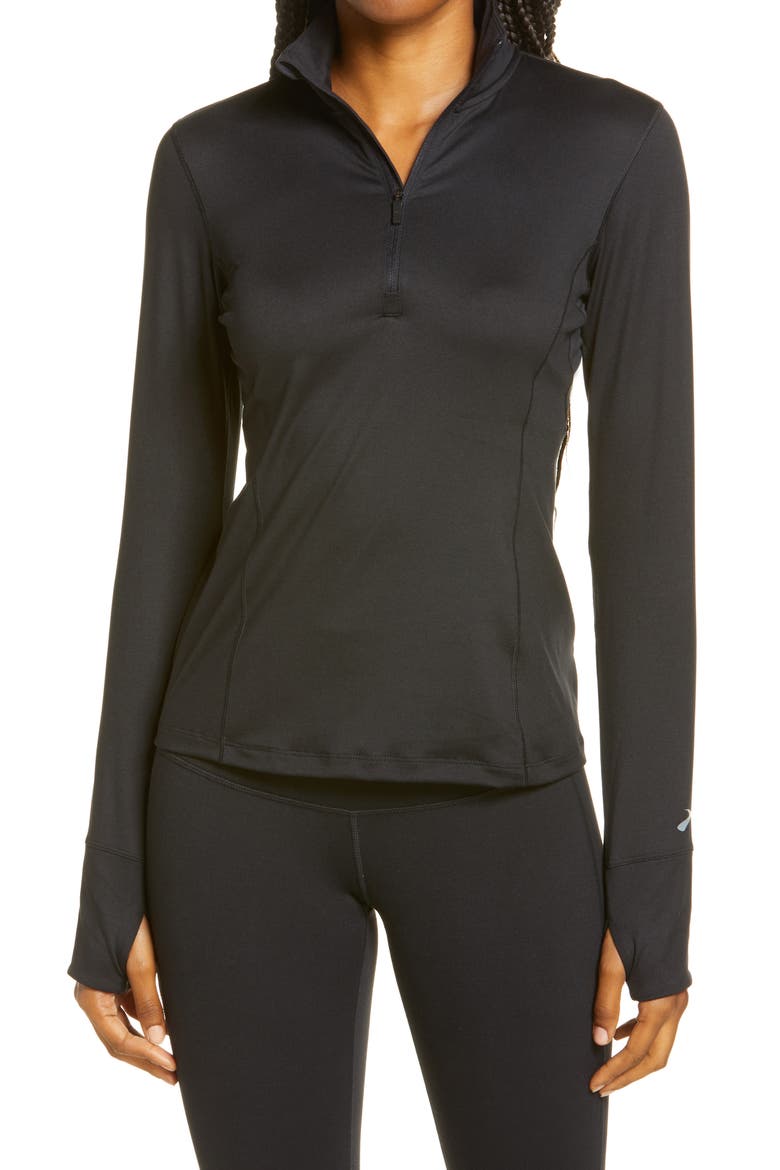 Dash Half Zip Pullover, Main, color, BLACK
