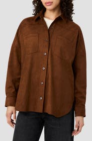 French Connection Sonja Faux Suede Button Down Shirt