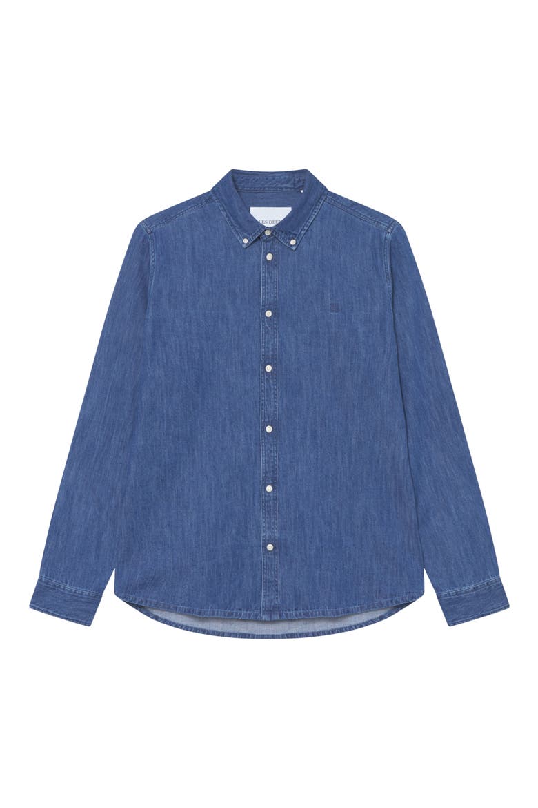 Konrad Denim Button Down Shirt, Main, color, MEDIUM INDIGO WASH