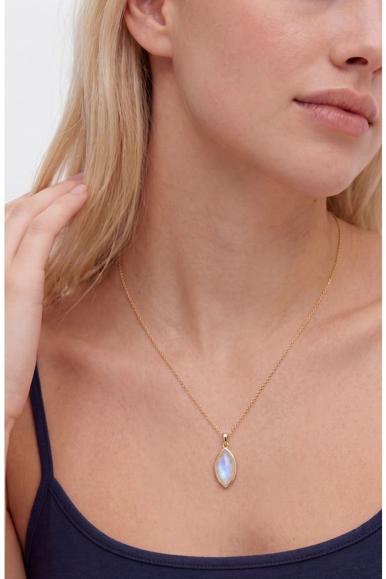 Marquise Moonstone Pendant Necklace, Alternate, color, WHITE/ GOLD