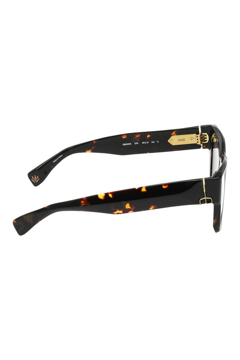 50mm Square Sunglasses, Alternate, color, SHINY MILKY TORT/ GREEN LENSES