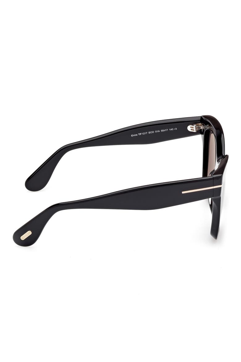 Elvira 55mm Butterfly Sunglasses, Alternate, color, SHINY BLACK / SMOKE