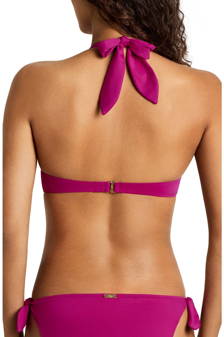 Tie Front Bikini Top, Alternate, color, PLUMERIA