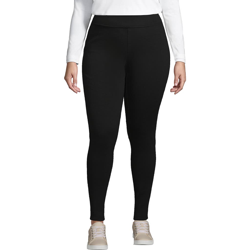 Lands' End High Rise Serious Sweats Fleece Lined Pocket Leggings In Black
