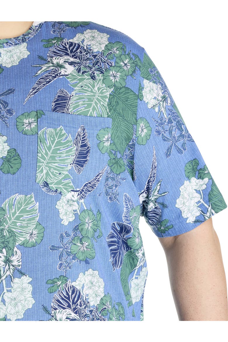 Big & Tall Floral Print Moisture-Wicking Pocket T-Shirt, Alternate, color, BLUE DEPTHS MULTI