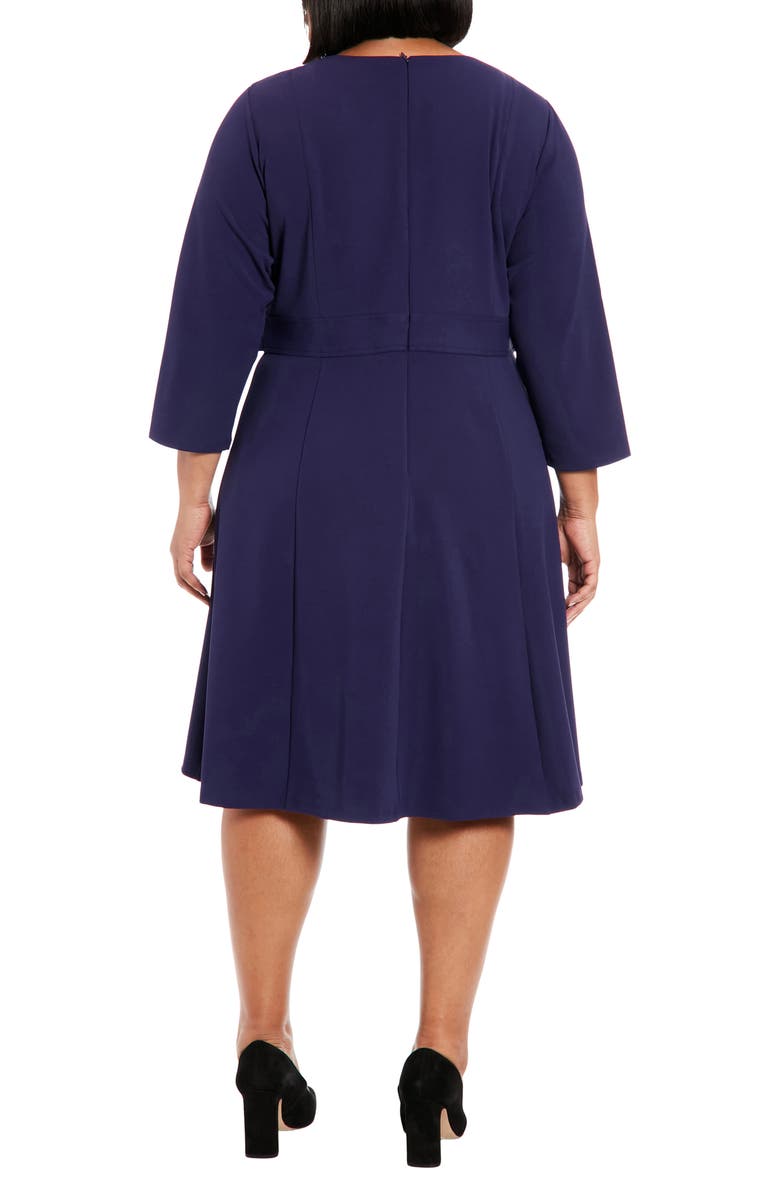 London Times Rhinestone Waist Tab Fit & Flare Dress, Alternate, color, 