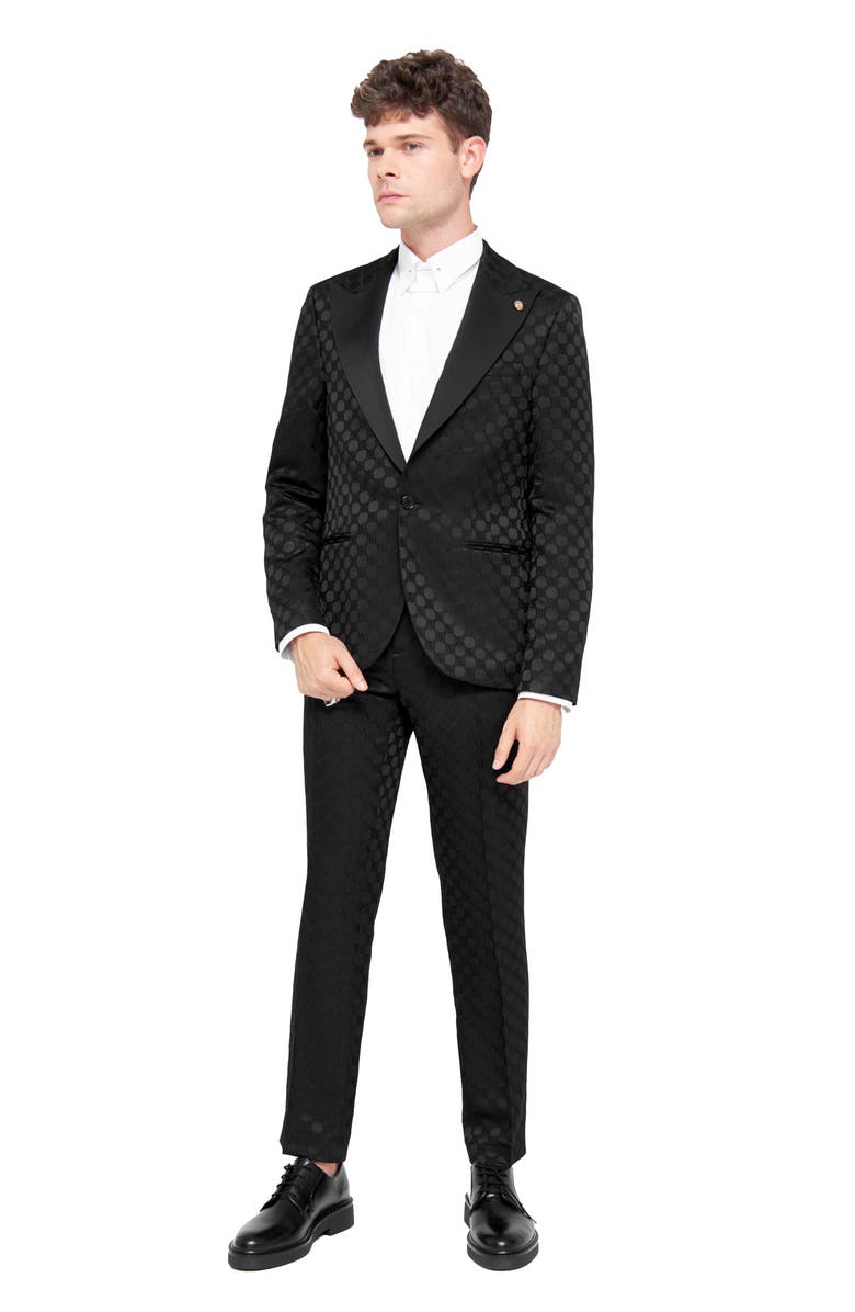 Twisted Tailor Papatya Slim Fit Black Jacquard Suit Jacket, Alternate, color,