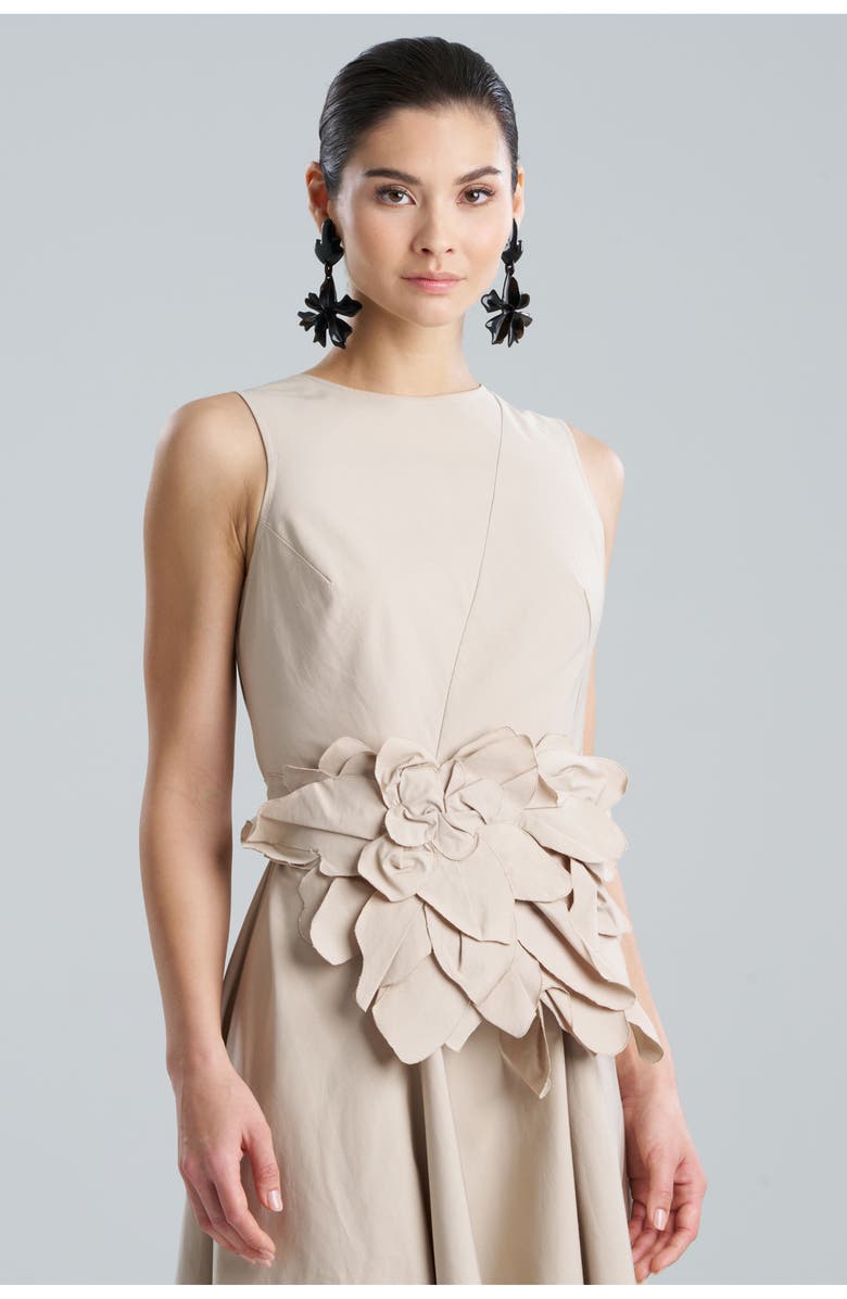 Natori TECH COTTON TAFFETA Obi Belt with Embroidery, Main, color, Beige