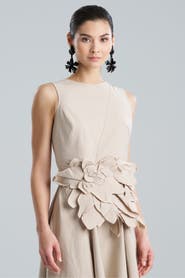 Natori TECH COTTON TAFFETA Obi Belt with Embroidery