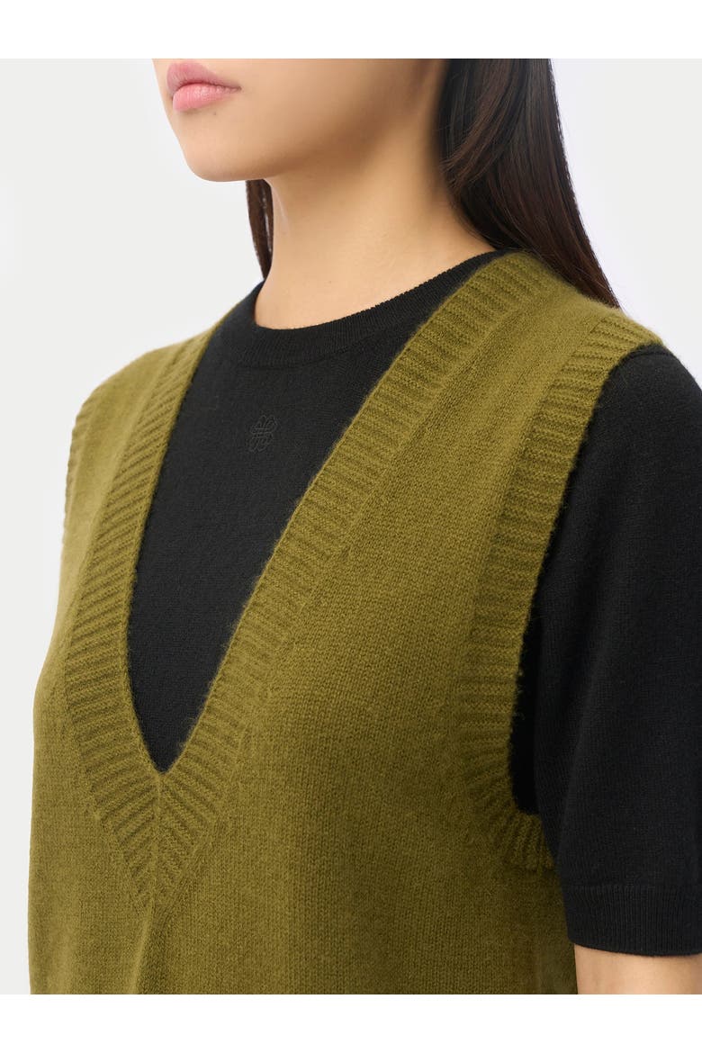 Women's Relaxed V-Neck Cashmere Vest, Alternate, color, olive drab