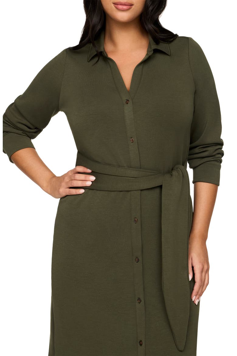 Long Sleeve Knit Shirtdress, Alternate, color, MONSTERA