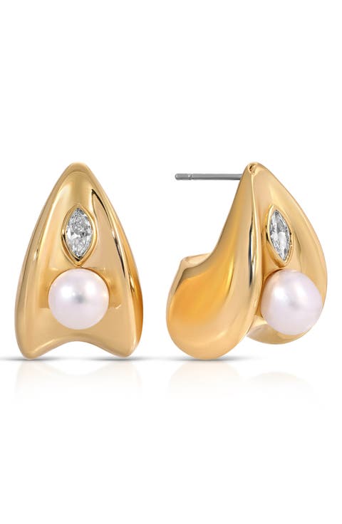 Hera Freshwater Pearl Huggie Earrings