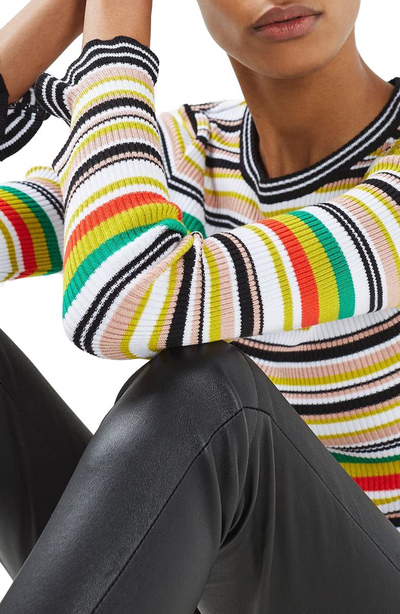 Topshop Hyper Stripe Sweater, Alternate, color, 