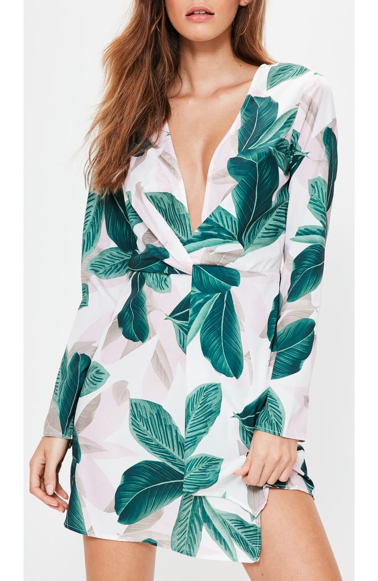 Missguided Knot Front Sheath Dress, Alternate, color,