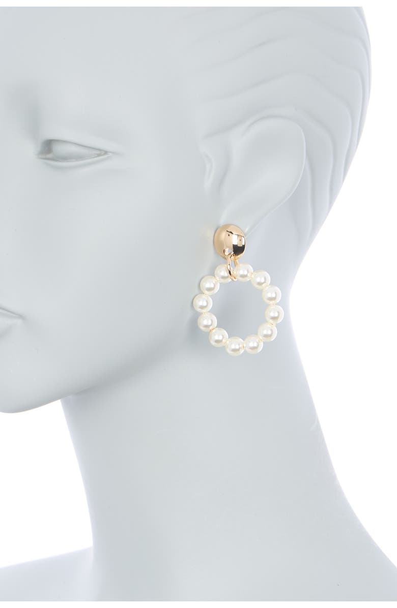 Lele Sadoughi Imitation Pearl Frontal Hoop Earrings, Alternate, color, 