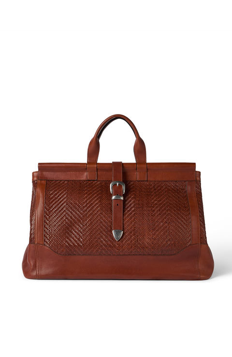 Braided leather and cowhide bag