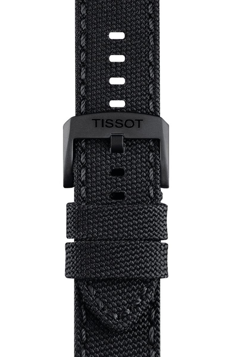 Tissot 22mm Black Fabric Watch Strap, Alternate, color, 